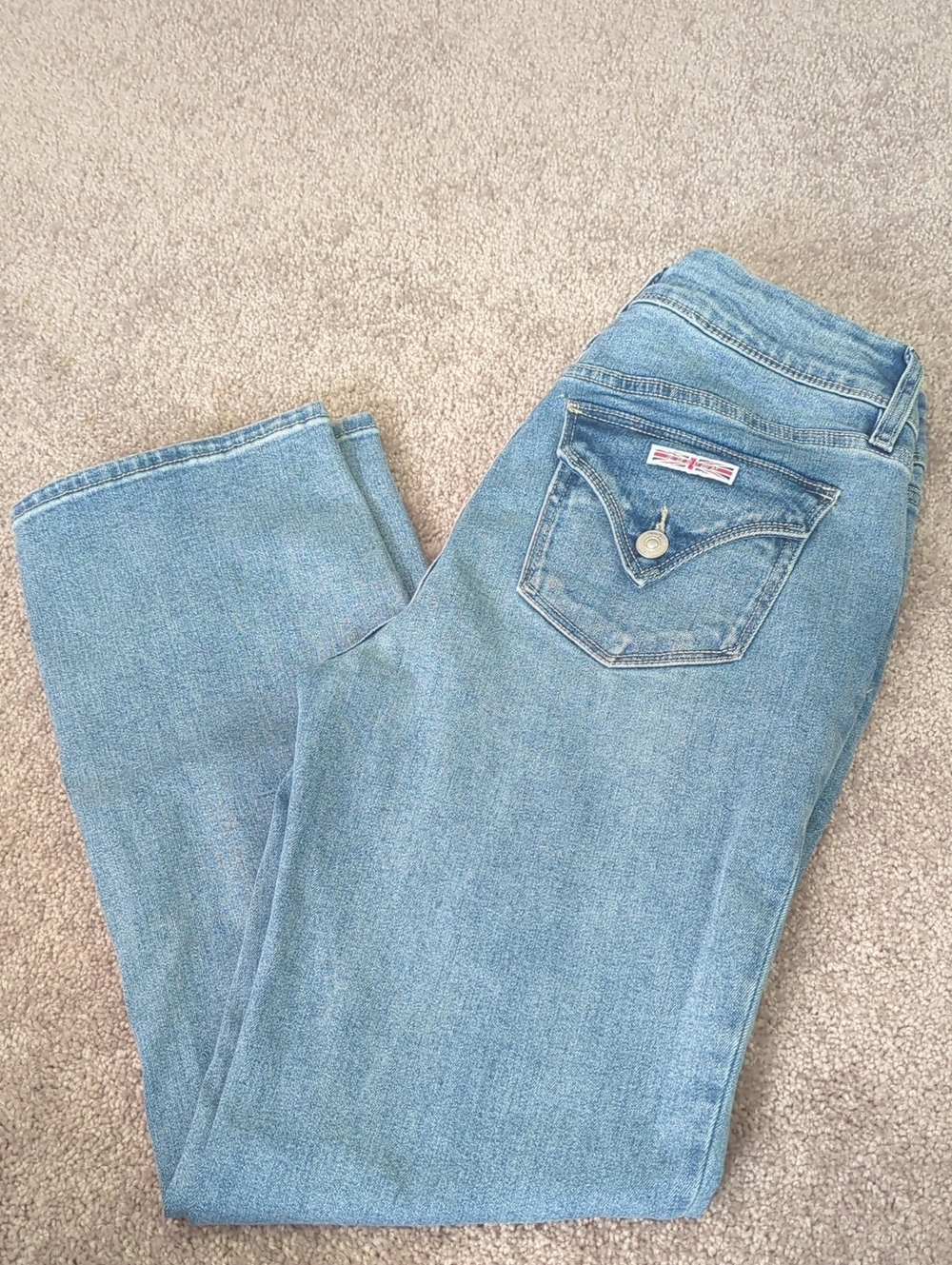 Hudson Jeans Light Blue Straight Leg Women's Jeans with Flap Back Pocket